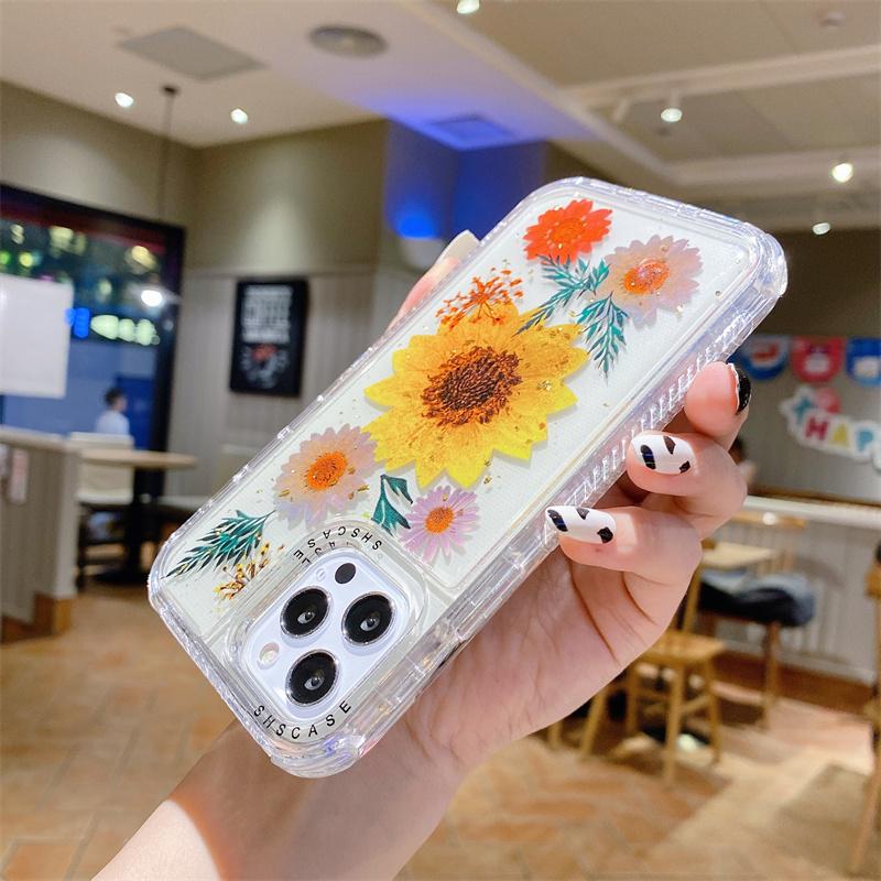 Nárazuvzdorný třpytivý květinový průhledný kryt na telefon pro Iphone 13 11 12 14 Pro Max 13pro Xs Max Xr X Dual Frame Nárazuvzdorný kryt nárazníku
