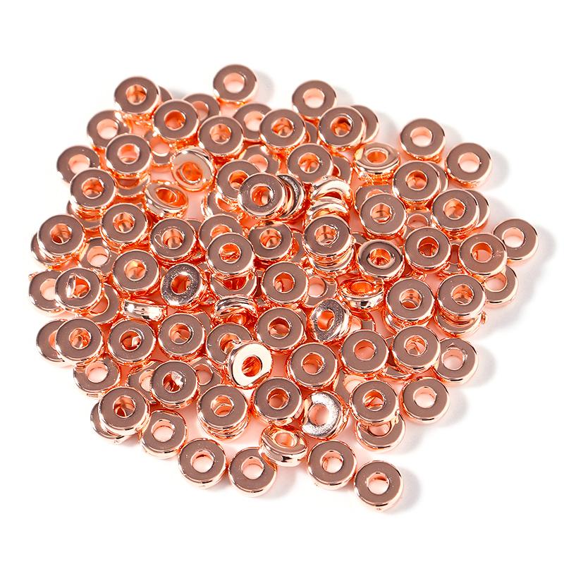 

100pcs/Lot CCB Beads KC Gold Sliver Plated Round Flat Wheel Beads Loose Spacers Beads For Jewelry Making DIY Bracelet Necklace 6mm розового золота