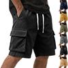 Men Corduroy Casual Cargo Shorts Vintage Relaxed Fit Drawstring Waist Multi Pocket Summer Shorts