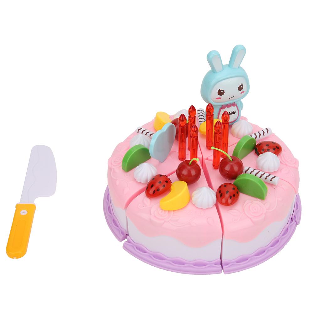 Simulation DIY Birthday Cake Pretend Play Children Educational Toy for Boys GirlsPink
