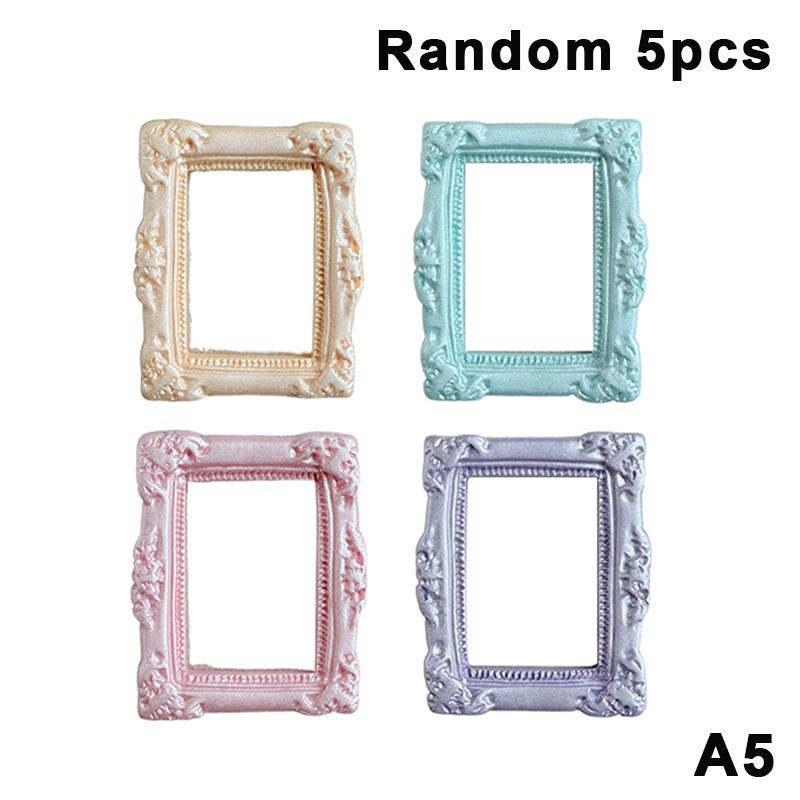 5Pcs Pearlescent Colored Retro Mini Photo Frame Accessories Resin Material For Mini Diy Photo Frame Phone Case Refrigerator Dec