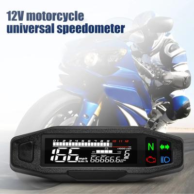 Un contor digital universal pentru motociclete Vitezometru LCD Contor digital de kilometri RPM Contor de nivel al combustibilului Lumină de semnalizare pentru motocicletă
