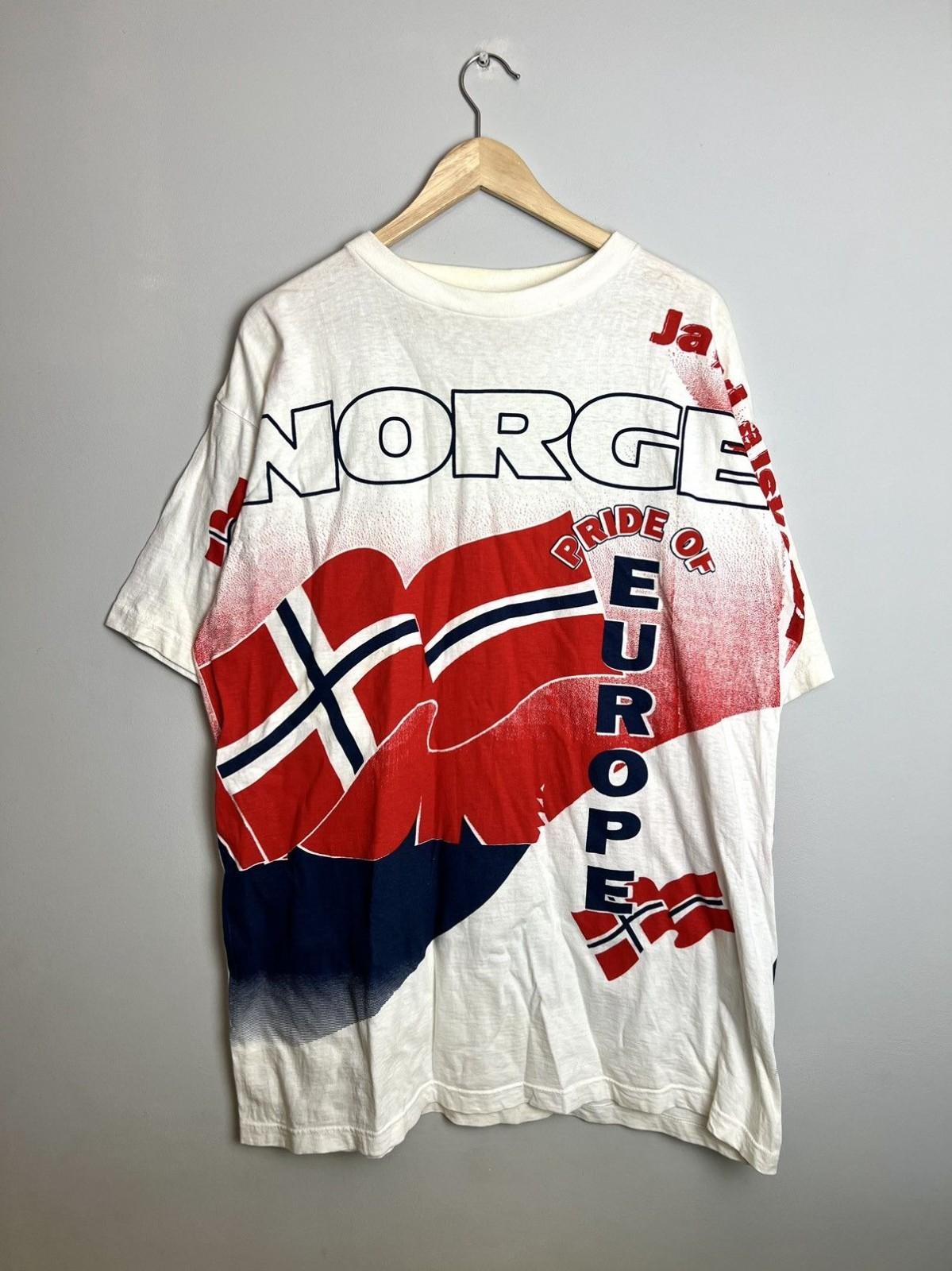 Rare Vintage 90s Norway Norge Pride Of Europe AOP Tshirt Unisex T-Shirt XXXL