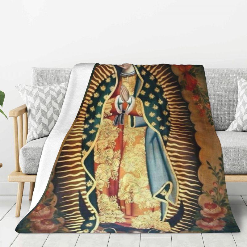 Custom Virgin Mary Of Guadalupe Blanket Soft Fleece Spring Warm Flannel Mexico Catholic Saint Throw Blankets Bedroom Bedspread