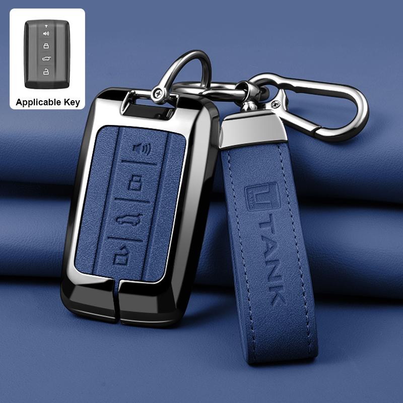 Zinc Alloy leather Car Key Case Cover Shell Fob for GWM Tank 300 500 Protective Remote Key Bag Keychain Car Interior Accessories