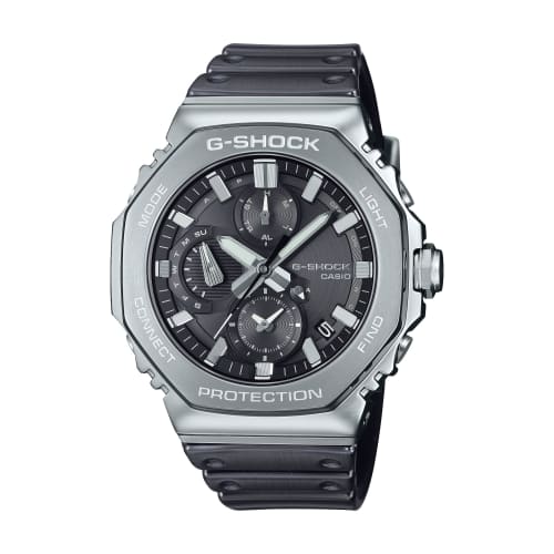 

Casio G-Shock Men s Watch GMC-B2100Y-1AJF, Full Metal Chronograph with Bluetooth, Tough Solar, and Tough Silicone Band, Silver