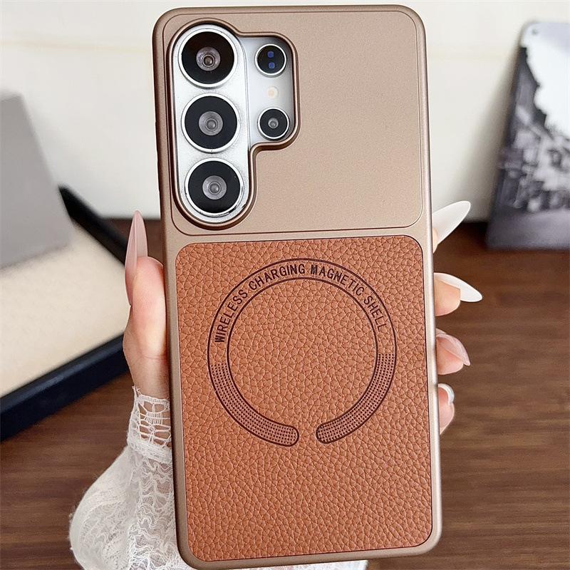 Skin Lychee Pattern Samsung S26ultra Mobile Phone Case Is Suitable for S26/s25 Magnetic Suction S25FE/S24 New S25 +