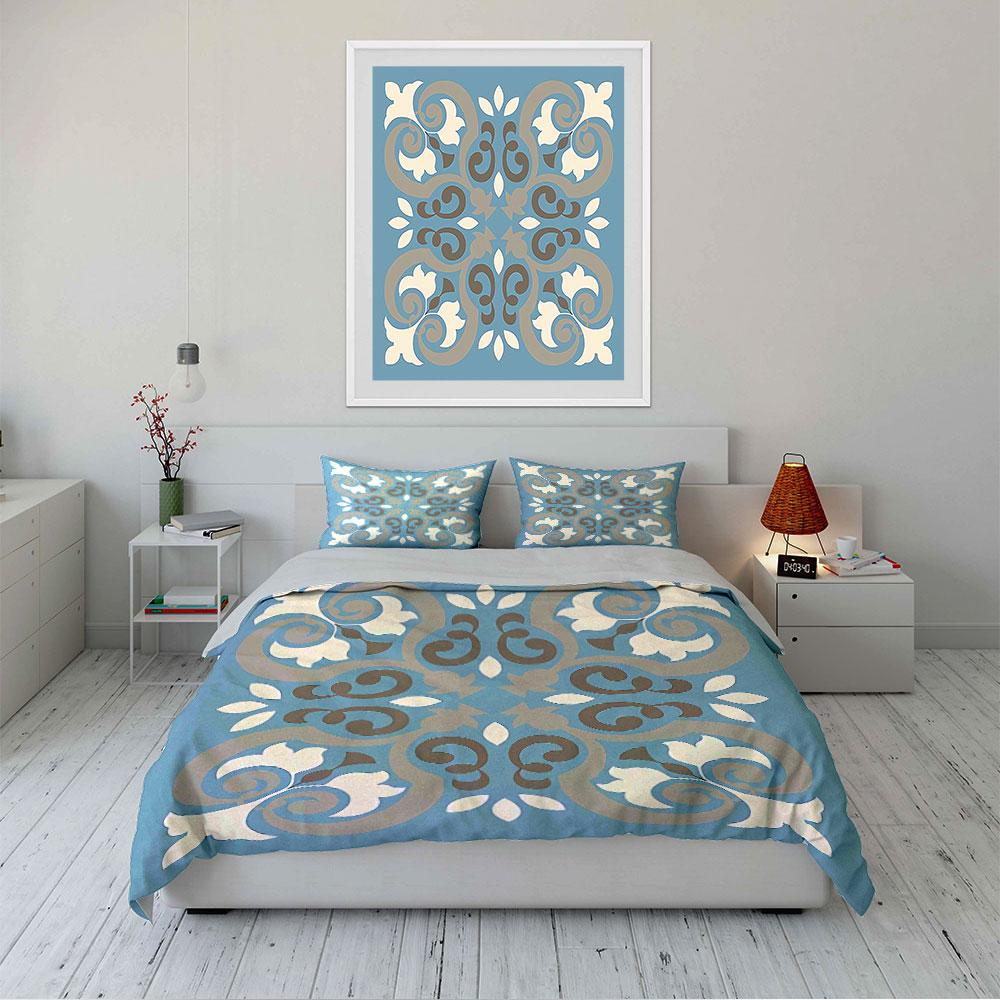 Floral Vintage Pattern Design Bedding Duvet Cover Set Duvet Cover Pillowcases  (1*Duvet Cover 2*Pillowcases, Without Duvet Insert)