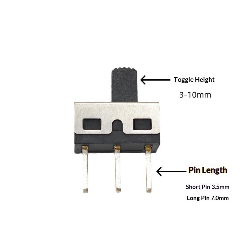 10Pcs 1P2T Vertical 2-Position 3-Pin Straight Pin Ss12E08Bg5 Toggle Switch High Curren Ss12D10G3 Handle Height 3Mm
