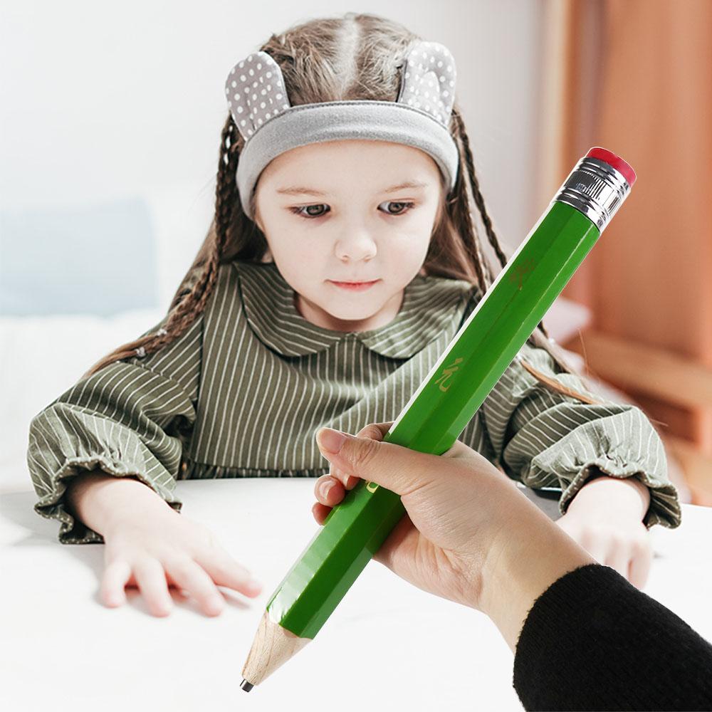 Toys Kids School Office Supplies Huge Pencil with Cap and Eraser Giant Pencil Wood Jumbo Pencil