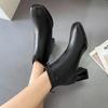 2024 New Fashion Hot Selling Versatile Square Toe Comfortable Thick Heel Back Zipper Women's Boots Fashion Boots  Zapatos