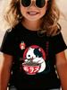 Camisetas de Estilo Japonés Gato Comiendo Ramen Diseño Manga Niños Camiseta Infantil Niños Niñas Verano Primavera Casual Top Camiseta
