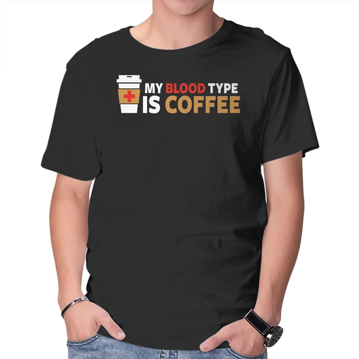 Unisex Crew Neck T-Shirt My Blood Type Graphic Short Sleeve Casual Tee XXL