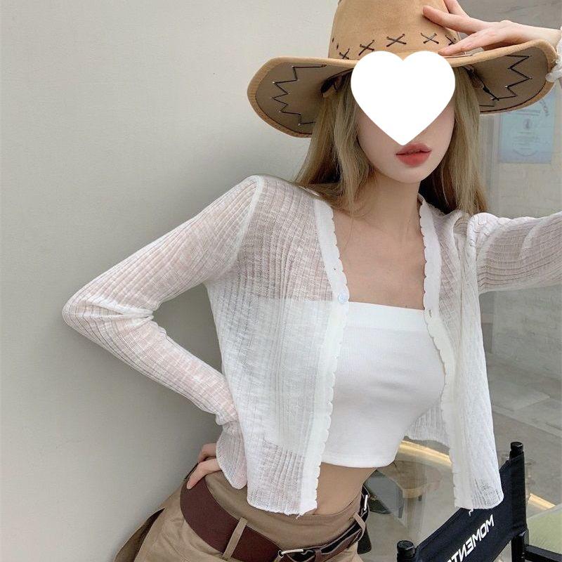 Dámský háčkovaný krajkový kardigan 2025: Lehký, Dlouhý rukáv, Ochrana proti slunci