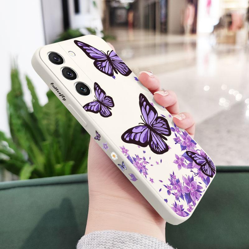 Purple Butterflies Phone Case For Samsung Galaxy A37 A57 Liquid Silicone Cover