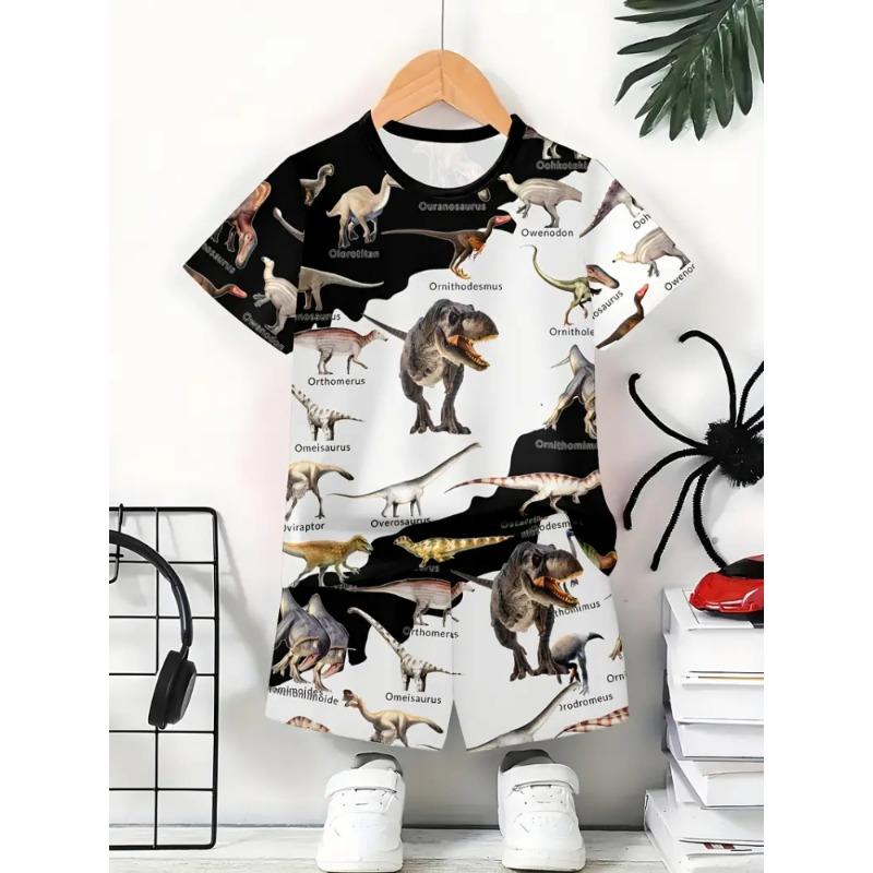 Children's set, summer short sleeved cool 3D astronaut print set, girls' sportswear cute set