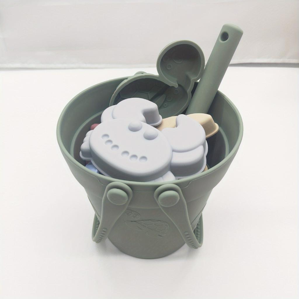 8-teiliges Silikon-Strandspielzeug-Set, tragbares Eltern-Kind-Outdoor-Anti-Fall-Silikon-Spielzeug-Set (Spielzeugzubehör Zufällige Farbanpassung)