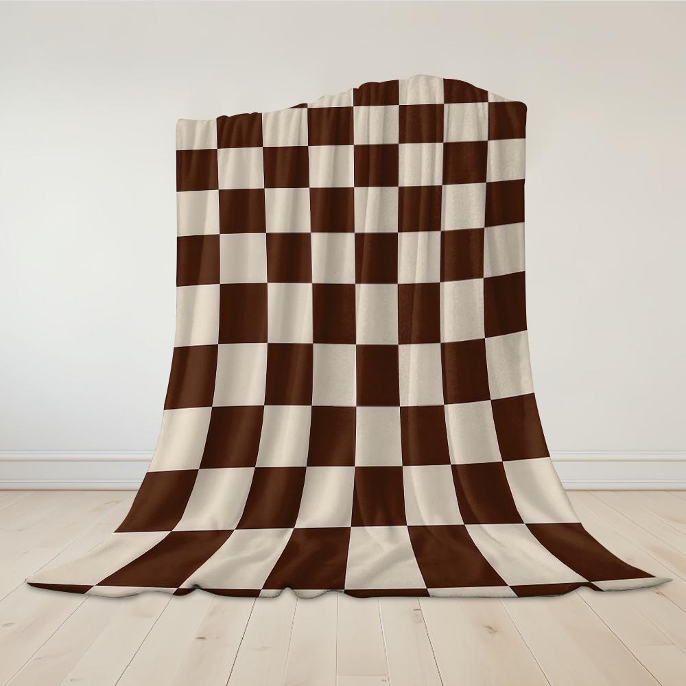 Braun-Beige Karomuster Flanelldecke Warm Weich Halloween Weihnachten Sofa Warm Gemütlich Dekoratives Dekor Geschenk für Alle Jahreszeiten