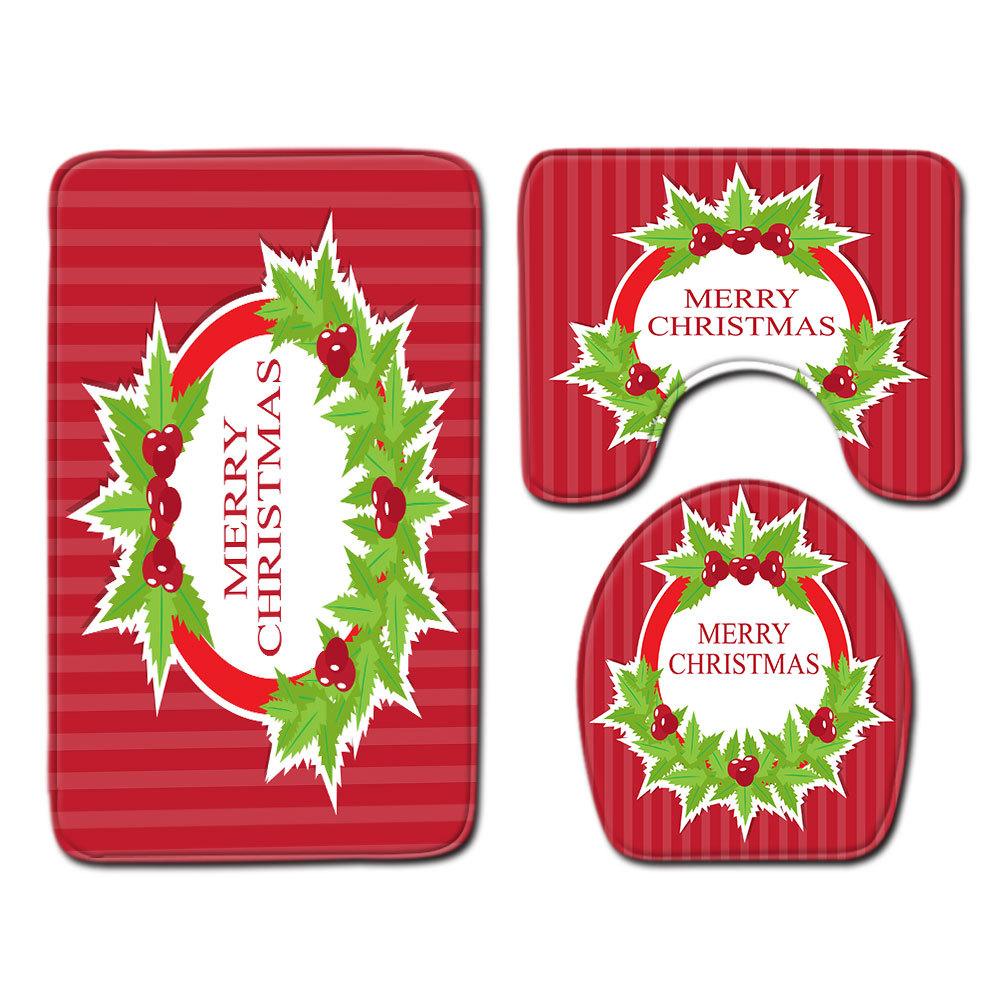 

Christmas Bathroom Floor Mat Toilet Three-Piece Set 45cmx75cm