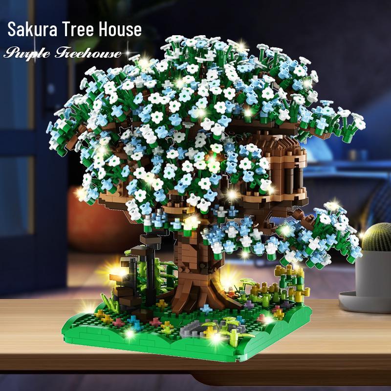 Compatible Purple Cherry Blossom Tree House for Lego with Castle Bouquet, Assembly Toys for Kids, Gift & Exquisite Ornament