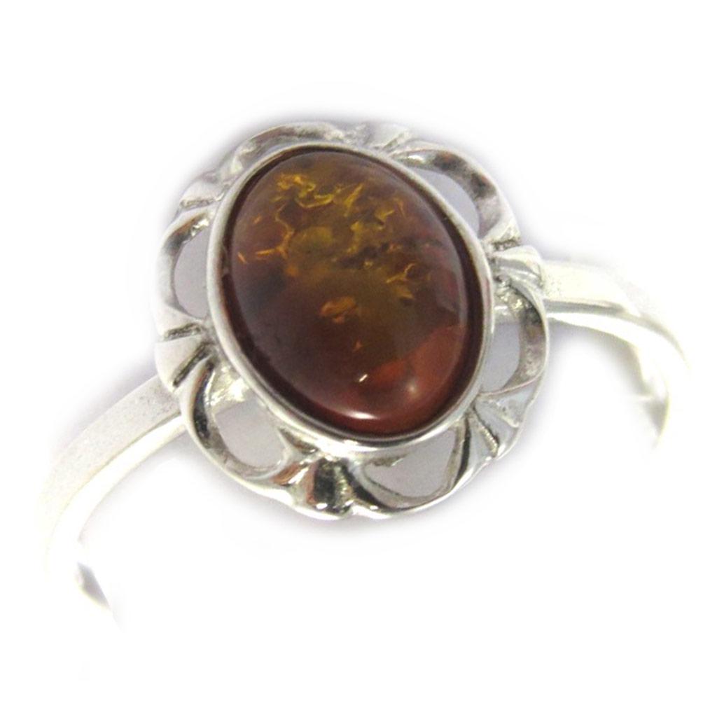 Silberring 'Inspiration' Cognac-Bernstein (Rhodium) - 12 mm