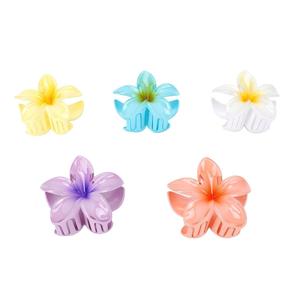 5pcs Flower Hair Claw Clips Secure Grip Floral Hair Clip for Long Hair Updo Styling Accessory White Sky Blue Lavender