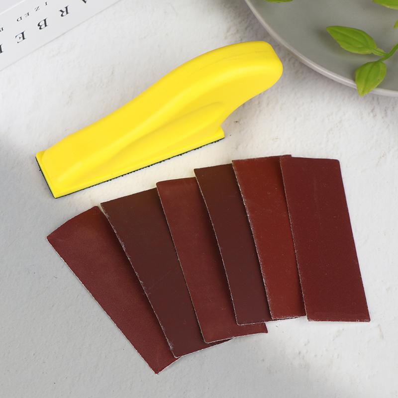 60Pcs Diy Hand Sandpaper Mini Sander Kit Assorted Grit Sanding Strip Detail Tool With 1 Hand Millstone For Wood Metal Projects