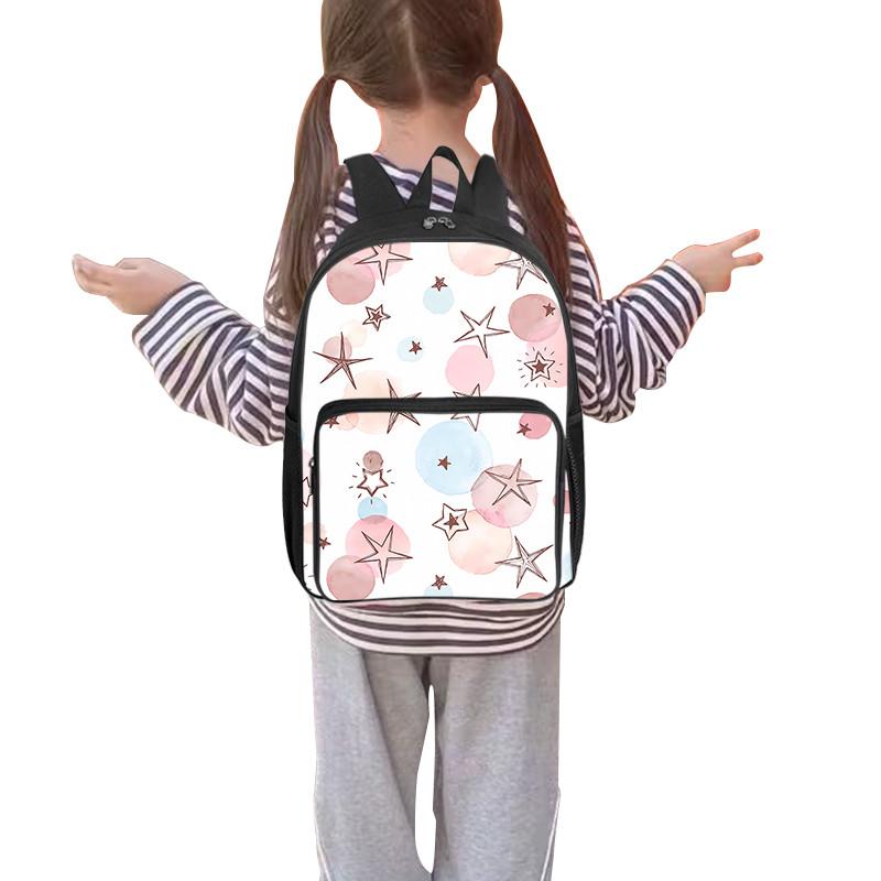 Star Pattern Print Pattern Square Front Pocket Backpack for Boy and Girls Best Gifts 2D Flat Cartoon SchoolBags for Children
