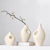 Beige Minimalist Ceramic Vase for Modern Home Decor and Flower Arrangement