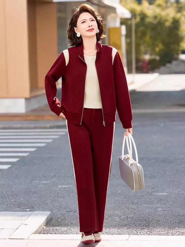 2026 Stylish Women's Spring/Fall Two-Piece Suit for Middle-Aged and Elderly: Casual Outerwear