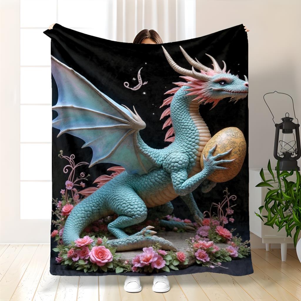 

Colored Hugs Dragon Blanket - Soft Warm 280gsm Dragon Lover Throw 70x100cm