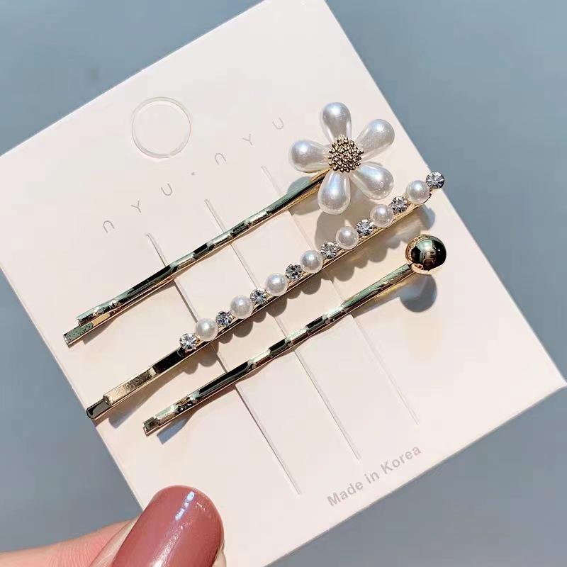 Korean Style Rhinestone Hair Barrette Women's Alloy Side Clip Boutique Accessory