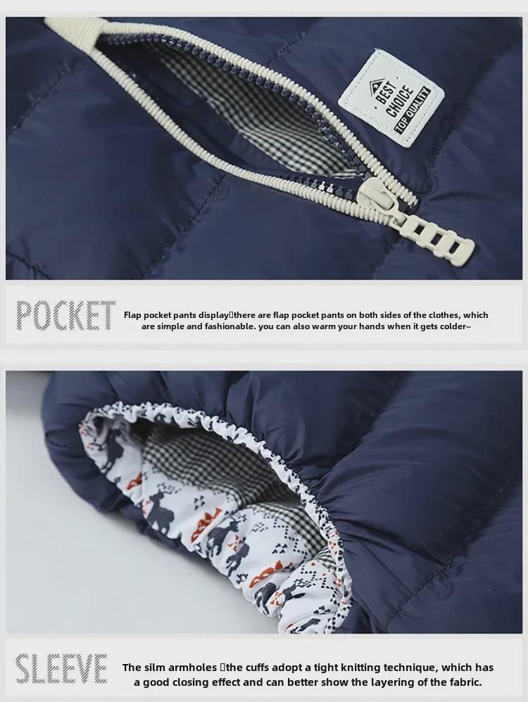 Pánská jednobarevná prošívaná vesta s kapucí z bavlny a prachového peří, módní kardiganová vesta