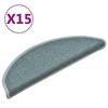 VidaXL Tapis d'escalier 15 pièces 56 x 17 x 3 cm Bleu mer Demi-rond 322362