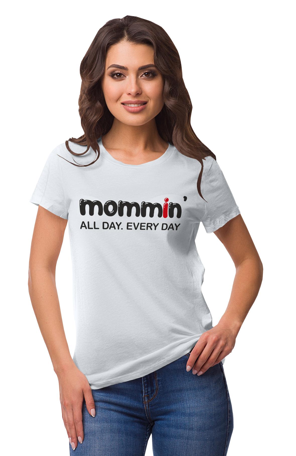 

Inkmeso Crew Neck Mommin All Day Every Day Graphic Tshirt Short Sleeve XXL білий