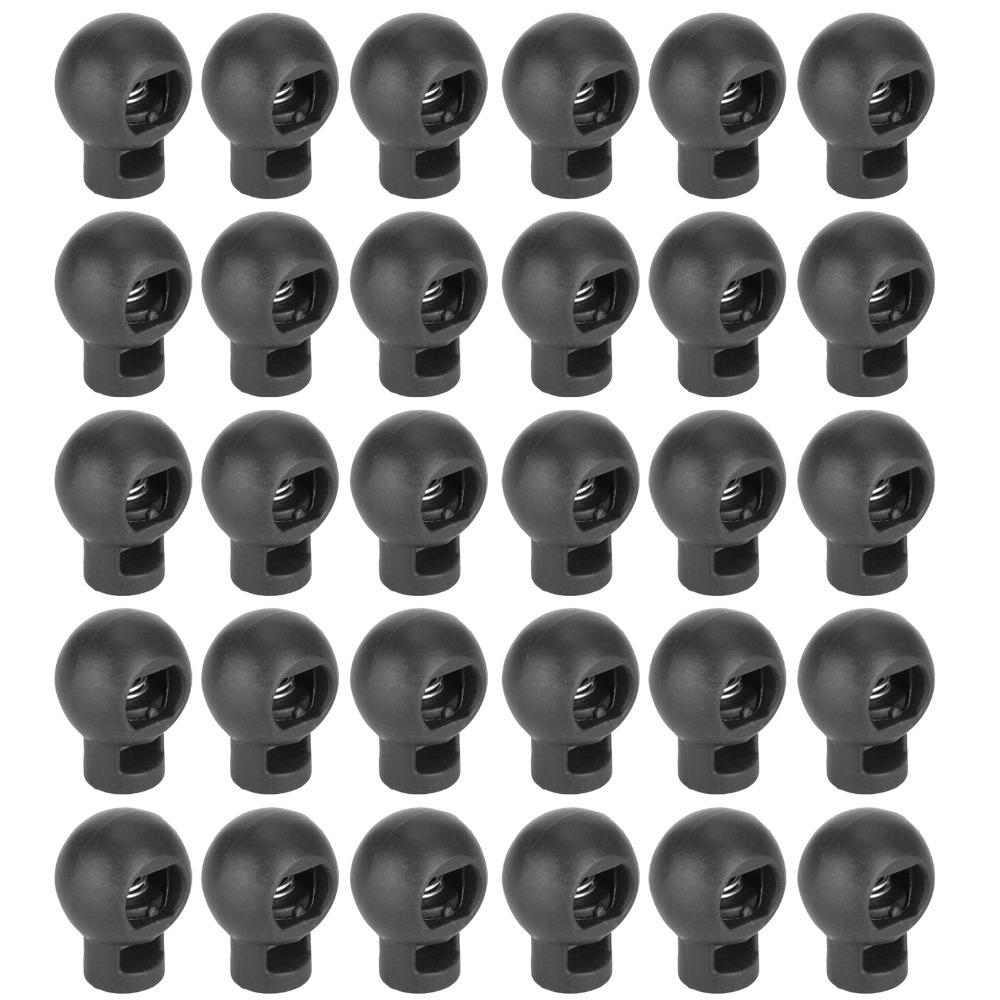 300pcs Spring Loaded Spring Clip Ball Shape Toggle Stopper Buttons Cord Locks  Luggage Accessories чёрный