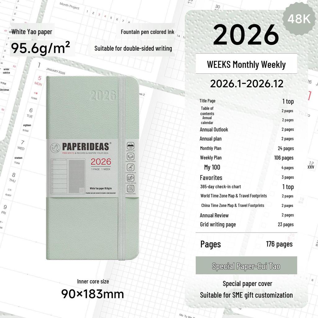 2026 Portable Weekly Planner: Leather-Covered Diary & Time Management Book