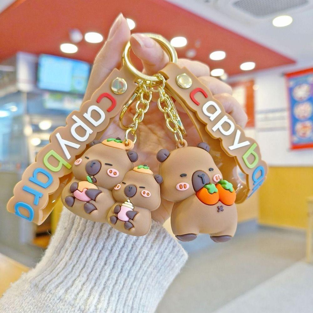 Car Ornament Cartoon Capybara Keychain Micro Landscape Desktop Ornament Keychain Pendant Doll  Gift