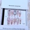 10Pcs Artificial Nails With Plaid Bowknot Pearl Heart Rhinestone Handmade Design For Women