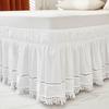 Practical Elastic White Fringed Bed Skirt Stretchable Dust-proof Under-bed Covering Skirt Ruffled Romantic Bedspread Bed Room