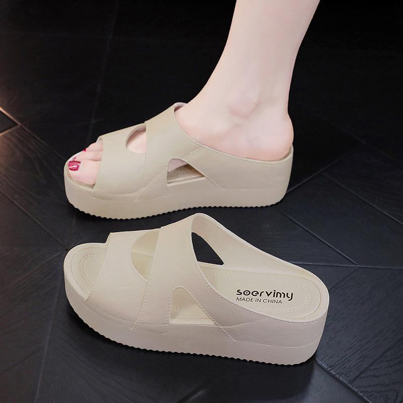 Damen Keilabsatz Slipper Sandalen - Sommermode, Dicke Rutschfeste Sohle