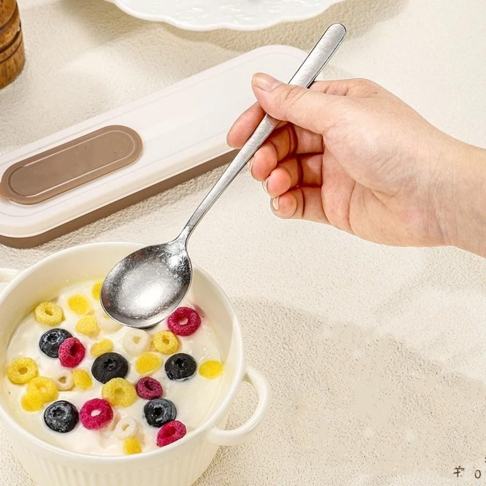 2 in 1 Student Cutlery Lightweight Camping Spoon Tableware Travel Flatware  Kitchen Accessories