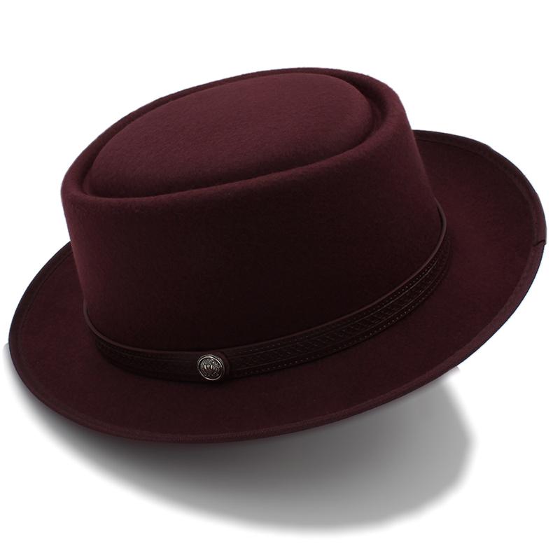 Vintage Porkpie Hats for Men Solid Black Fedora Hats Simple Pork Pie Hat Gentleman Fashion Sombrero Hombre Chapeu Masculino Show