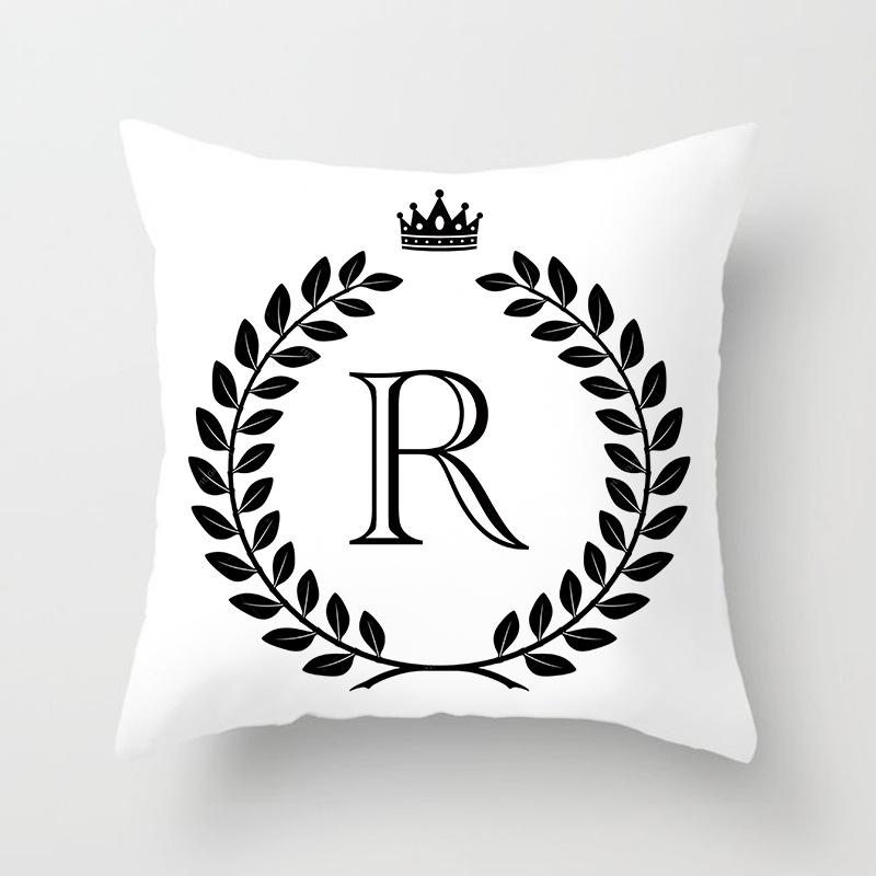 26 Crown Letter Pattern Double-Sided Printed Pillow Cover Short Plush Suitable Living Rooms Bedrooms Sofas Throw Cushion Cover