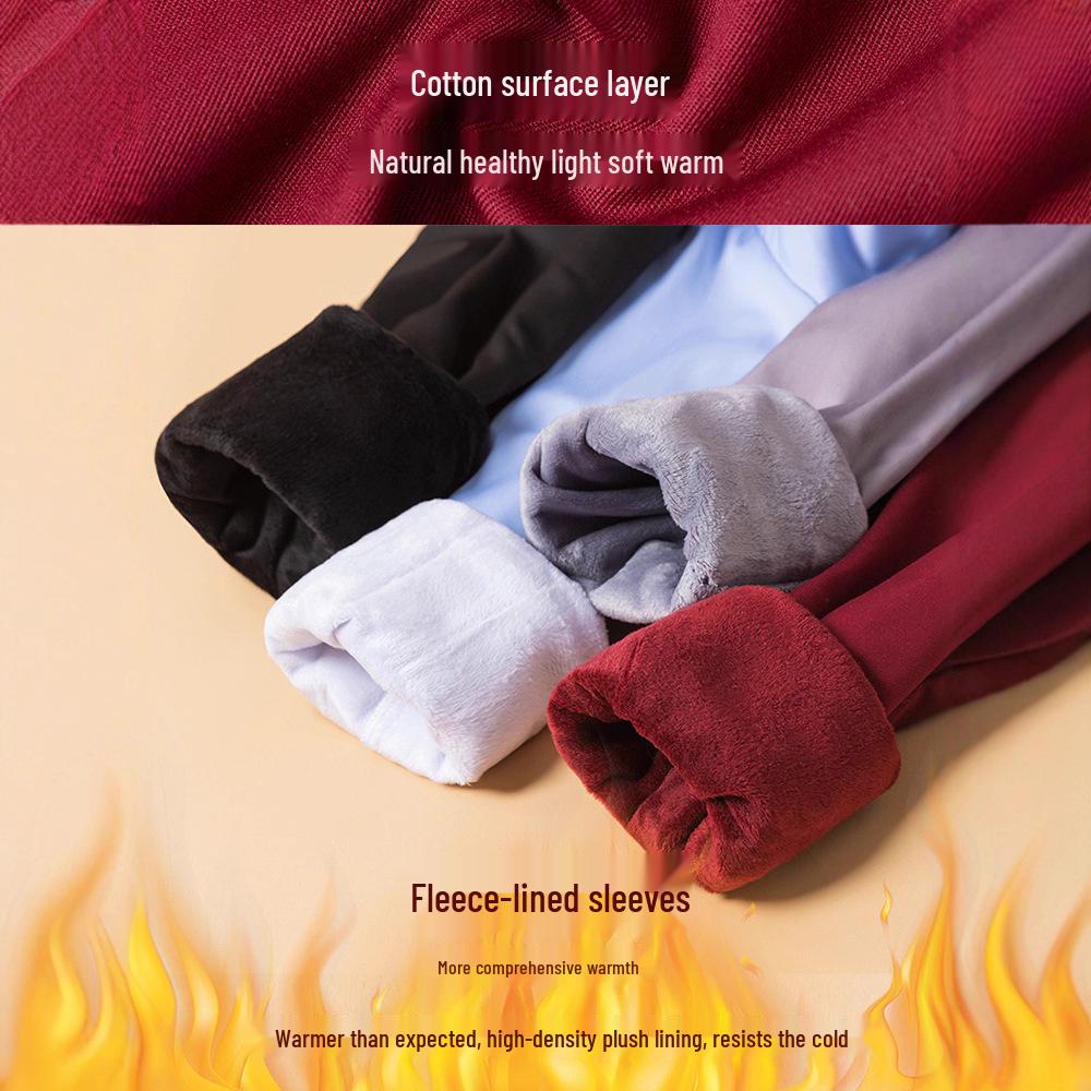 Women's Fleece-Lined Long-Sleeve Shirt: New Autumn/Winter Style, Thick & Warm Base Layer, Professional Formal Wear