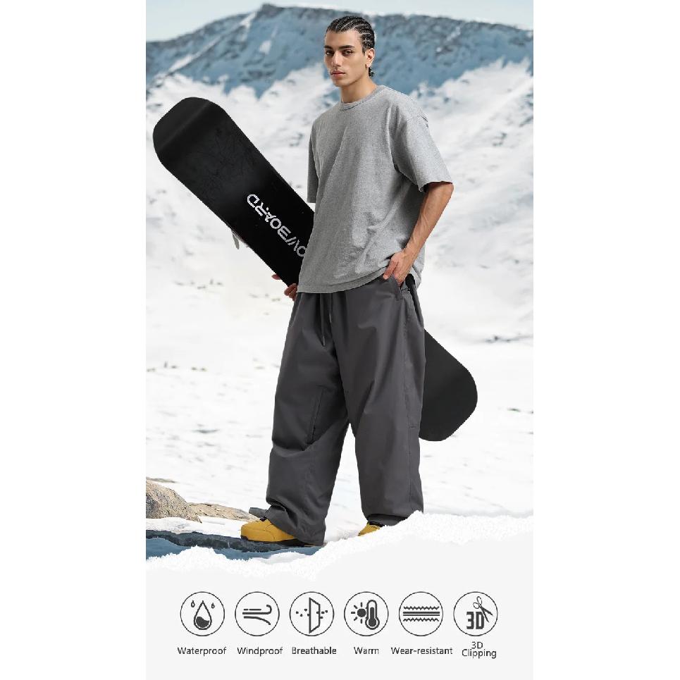 Gsou Snow 2025 Unisex Volné Cargo Lyžařské Kalhoty Nepromokavé Větruodolné Snowboardové Kalhoty Muži Ženy Zimní Sněhové Vybavení