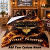 Bon Jovi Pattern Bedding 3Pcs Set Custom Name, Bed Sheet And Pillowcases For Home Bedroom