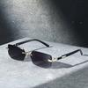 Fashionable Retro Square Unisex Frameless Sunglasses UV Protection Street Style Versatile Slimming Design for Men And Women