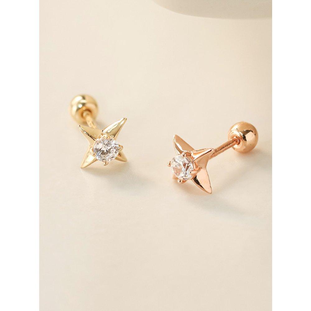14K Stud Cubic Piercing Earrings