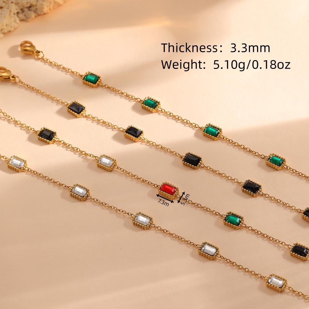Titanium Steel Square Stone Bracelet for Women - Colorful Casual & Dating Accessory